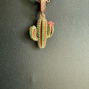 Gnoce Rose Gold/Sterling Cactus Pendant Necklace CHARM